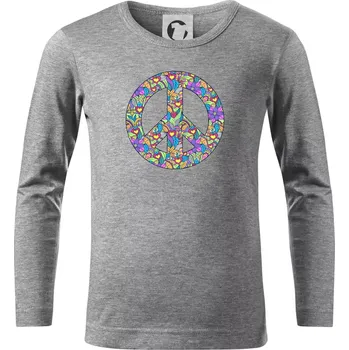 Chlapecké oblečení Peace symbol mandela - Triko dětské Long Sleeve - 158 cm/12 let ( Tmavě šedý melír )
