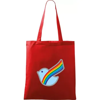 Nákupní taška Duhová holubice - Taška bavlněná - 42 x 38 cm ( Červená )
