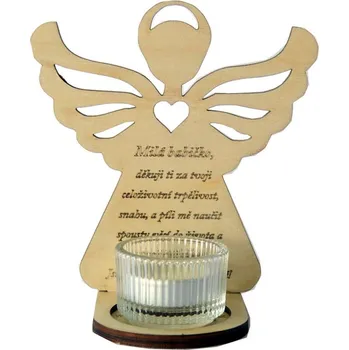 Mácova dílna - Andílek z překližky se svíčkou a věnováním pro babičku - dárkové balení