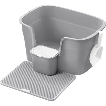 Toaleta pro kočku FEANDREA Velký box na kočičí stelivo, 75x63.5x33cm, šedý Box na kočičí stelivo PPT003G01