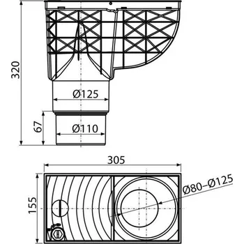 Odvodňovací žlab Lapač střešních splavenin přímý DN Ø 125/110 mm, šedá, ENPRO