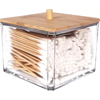 Úložný box Úložný box na vatové tyčinky s bambusovým víčkem