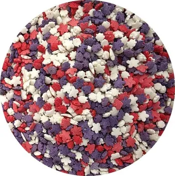 Cukrové zdobení červeno-fialovo-bílý mix 80g - I LOVE CAKES | Skvělé pro Váš domácí dort