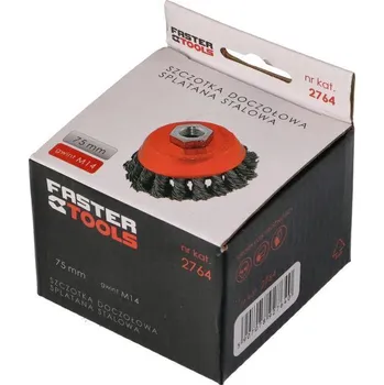 Kartáč drátěný čelní copánkový ocelový, závit M14 60 20, FASTER TOOLS