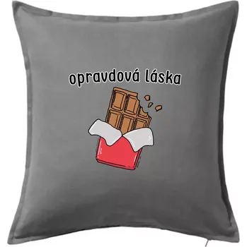 Polštář Čokoláda opravdová láska - Polštář 50x50 - 50x50 - Pouze potah ( Tmavě šedý melír )