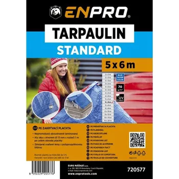 Krycí plachta Plachta zakrývací STANDARD, 5 x 6 m, 70 g/m², modro - stříbrná, ENPRO