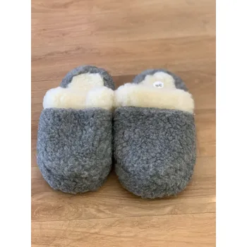 Dámská obuv TV papuče z ovčí vlny - šedé s lemováním Velikost: 37