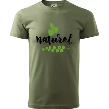Natural - nápis v listech - Klasické pánské triko vyšší gramáže - S ( Khaki )