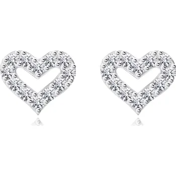 Náušnice Náušnice ze stříbra 925 - obrys srdce s čirými zirkony, přívěsky