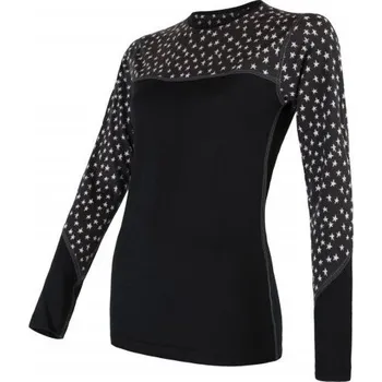 triko dlouhé dámské SENSOR MERINO IMPRESS černé/stars