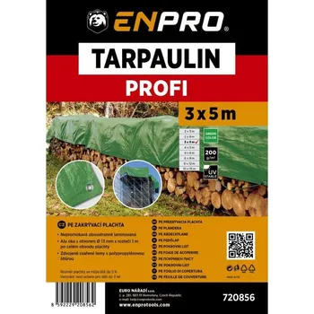 Krycí plachta Plachta zakrývací PROFI, 3 x 5 m, 200 g/m2, zelená, ENPRO