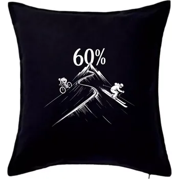 Polštář Narozeniny cyklista a lyžař 60 - Polštář 50x50 - 50x50 - Pouze potah ( Černá )