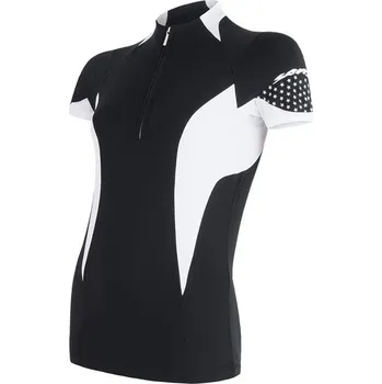 cyklistický dres dres krátký dámský SENSOR RACE černo/bílý