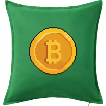 Polštář Bitcoin mince - Polštář 50x50 - 50x50 - Pouze potah ( Středně zelená )