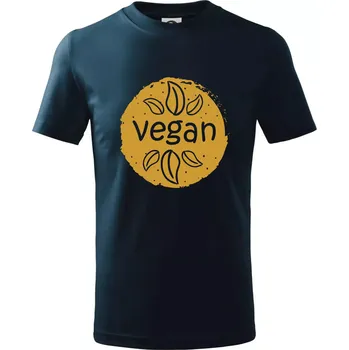 Vegan hnědá kruh - Tričko dětské bavlněné - 98 cm / 2 roky ( Námořní modrá (velmi tmavá - téměř černá) )