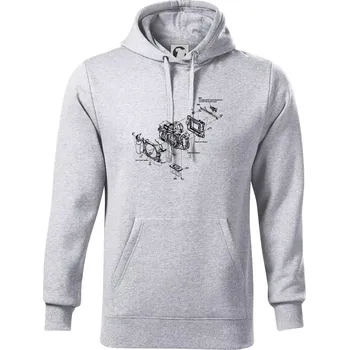 Pánská mikina Nákres Digitální fotoaparát - Mikina pánská Cape s kapucí - 4XL ( Světlešedý Melír )
