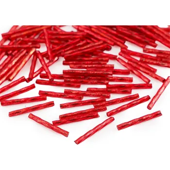 Dětské navlékací korálky Rokajl kroucené tyčky 25 mm, barva červená vánoční