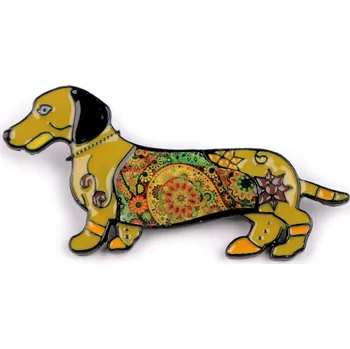 Náramek Brož jezevčík, malé, 1 hořčicová