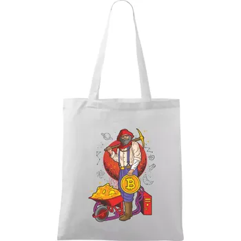 Nákupní taška Horník těží bitcoiny - Taška bavlněná - 42 x 38 cm ( Bílá )