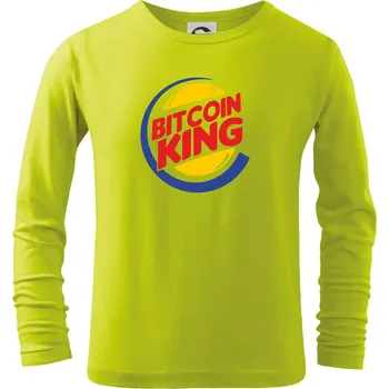 Dětská móda Bitcoin King - Triko dětské Long Sleeve - 146 cm/10 let ( Limetková )