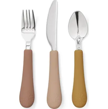 Příbor Okrově žlutý/v terakotové barvě dětský příbor 3 ks ze silikonu Tuscany Mix – Cam Cam Copenhagen ID_1822736