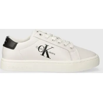 Pánské tenisky Kožené sneakers boty Calvin Klein Jeans CLASSIC CUPSOLE LACE UP YW0YW01269 bílá 00X, EUR 36