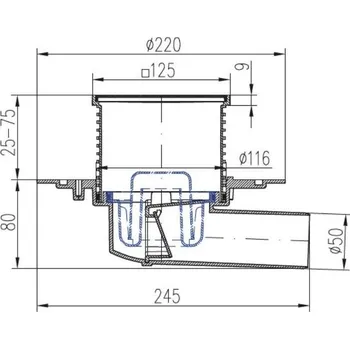 Odvodňovací žlab Vpusť podlahová boční D 50 mm, nerez mřížka GATE, ENPRO