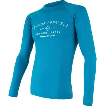 Pánské tričko triko dlouhé pánské SENSOR MERINO DOUBLE FACE LABEL modré