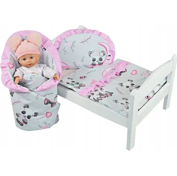 Povlečení KOMPLET PRO PANENKY SADA POVLEČENÍ PODUŠKA ZAVINOVAČKA DO POSTÝLKY KOČÁRKU