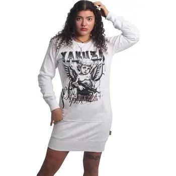 Dámské šaty Yakuza dámské mikinové šaty ANGEL GUN SKULL GKB 27109 White
