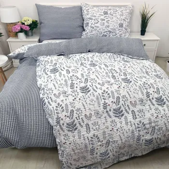 Povlak na dekorativní polštářek Krepový povlak na polštář - Herbář Modrý oboustranný Zapínání: zip, Velikost polštáře: 50x70