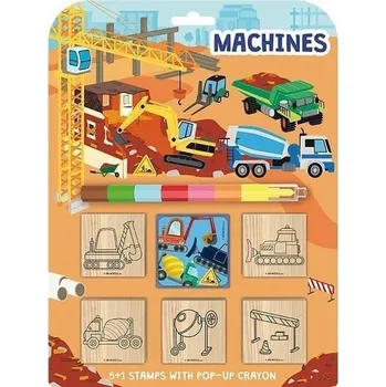 Dětské razítko Stroje - Razítka 5+1 s voskovkou