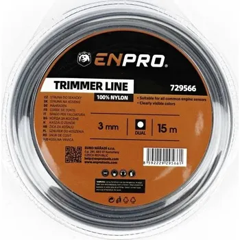 Struna do sekačky Struna do sekačky, 3 mm x 15 m, čtverec s nylonovým středem, ENPRO