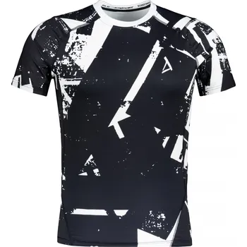 Pánské oblečení Pánské funkční kompresní triko s krátkým rukávem premium ALTISPORT VOJ/ALM079TR04 ČERNOBÍLÁ XL