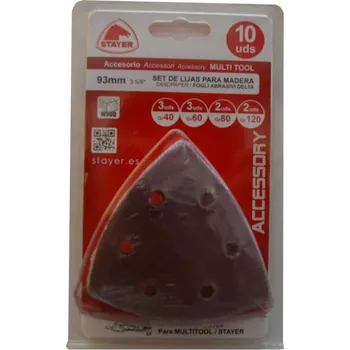 Brusný papír Sada brusných papírů na dřevo k MULTI, 93 x 93 x 93 mm, 10 ks, STAYER