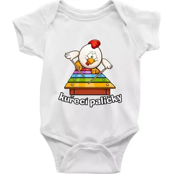 Kojenecké oblečení Kuřecí paličky - Body kojenecké s krátkým rukávem - Krátký r. 6-12 mes ( Bílá )