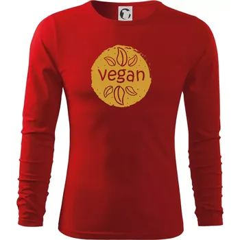 Pánské tričko Vegan hnědá kruh - Triko s dlouhým rukávem FIT-T long sleeve - M ( Červená )