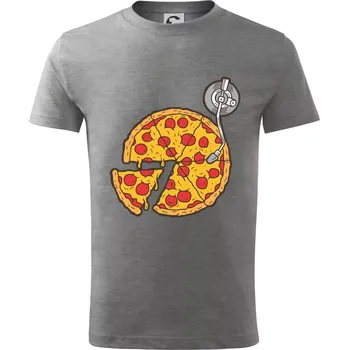 Pizza DJ - Tričko dětské bavlněné - 98 cm / 2 roky ( Tmavě šedý melír )