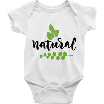 Kojenecký body Natural - nápis v listech - Body kojenecké s krátkým rukávem - Krátký r. do 3 měs ( Bílá )