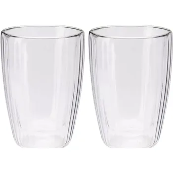 Sklenice Termo sklenice s dvojitou stěnou na kávu a čaj 350 ml, 2 ks