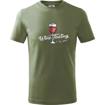 Dětská móda Wine tasting is my sport - Tričko dětské bavlněné - 98 cm / 2 roky ( Khaki )