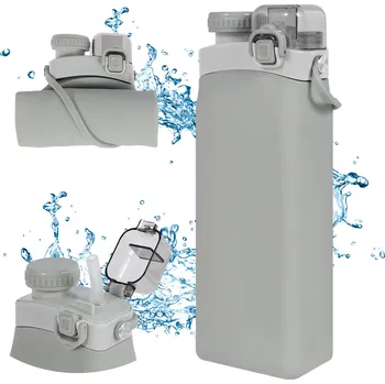 SKLÁDACÍ SILIKONOVÁ LÁHEV NA VODU 600 ML SE SLÁMKOU