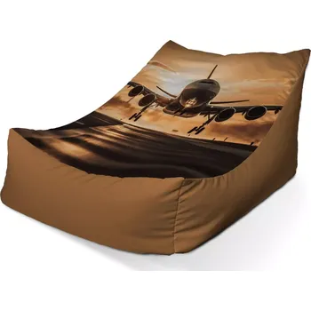Sedací pytel Sablio Sedací vak Lounge Letadlo přistávající při západu slunce - 80 x 95 x 50 cm