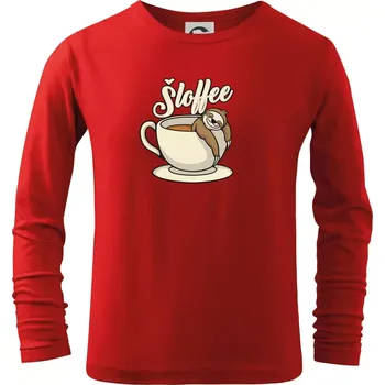 Chlapecké tričko Šloffee - káva - Triko dětské Long Sleeve - 104-110cm / 3-4 roky ( Červená )