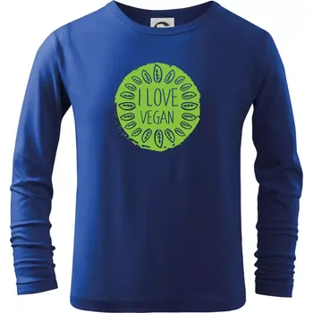 Chlapecké tričko I love vegan v kruhu - Triko dětské Long Sleeve - 122 cm/6 let ( Královská modrá )