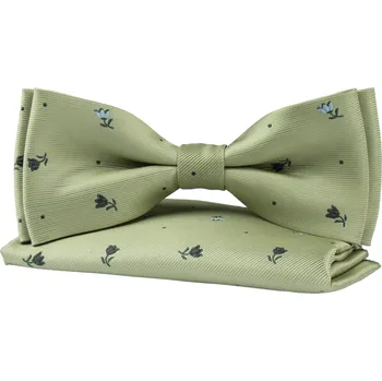 Motýlek Šalvějově zelený pánský motýlek s jemným květinovým vzorem