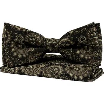 Motýlek Tmavě hnědý pánský motýlek se zlatým paisley vzorem