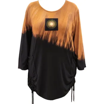 Dámská halenka Tunika s dlouhým rukávem Batika - šikmá (originální ruční práce) - v nadměrné velikosti 4625