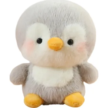 plyšák Plyšový tučňák 16 cm Šedobílá plyšová hračka s žlutým zobáčkem a nožkami Hebký mazlíček z měkkého materiálu s výplní z PP bavlny