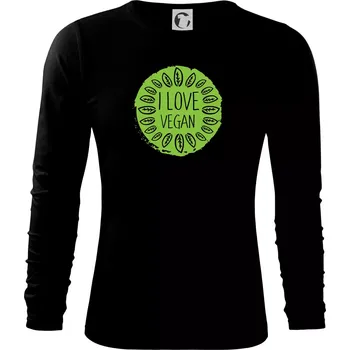 Pánské tričko I love vegan v kruhu - Triko s dlouhým rukávem FIT-T long sleeve - M ( Černá )
